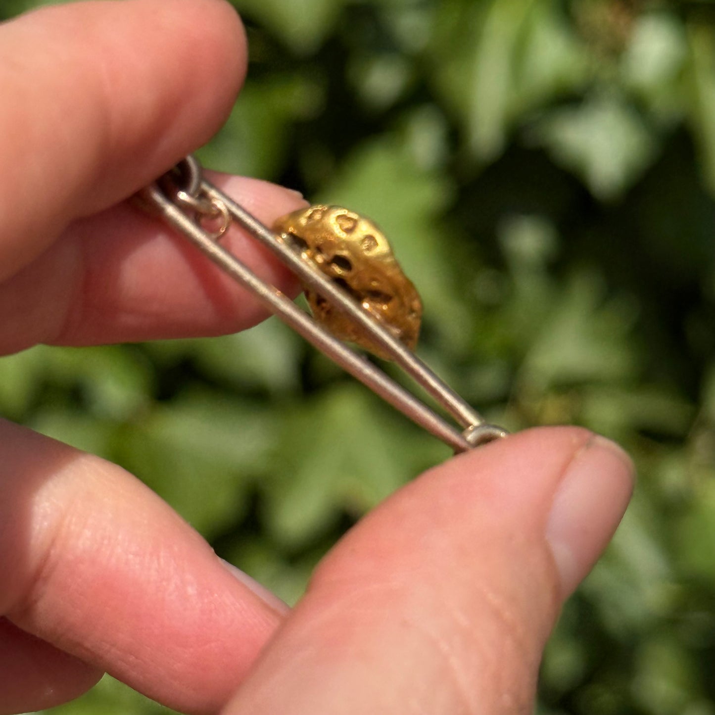 Antique Edwardian Gold Nugget & Diamond Brooch