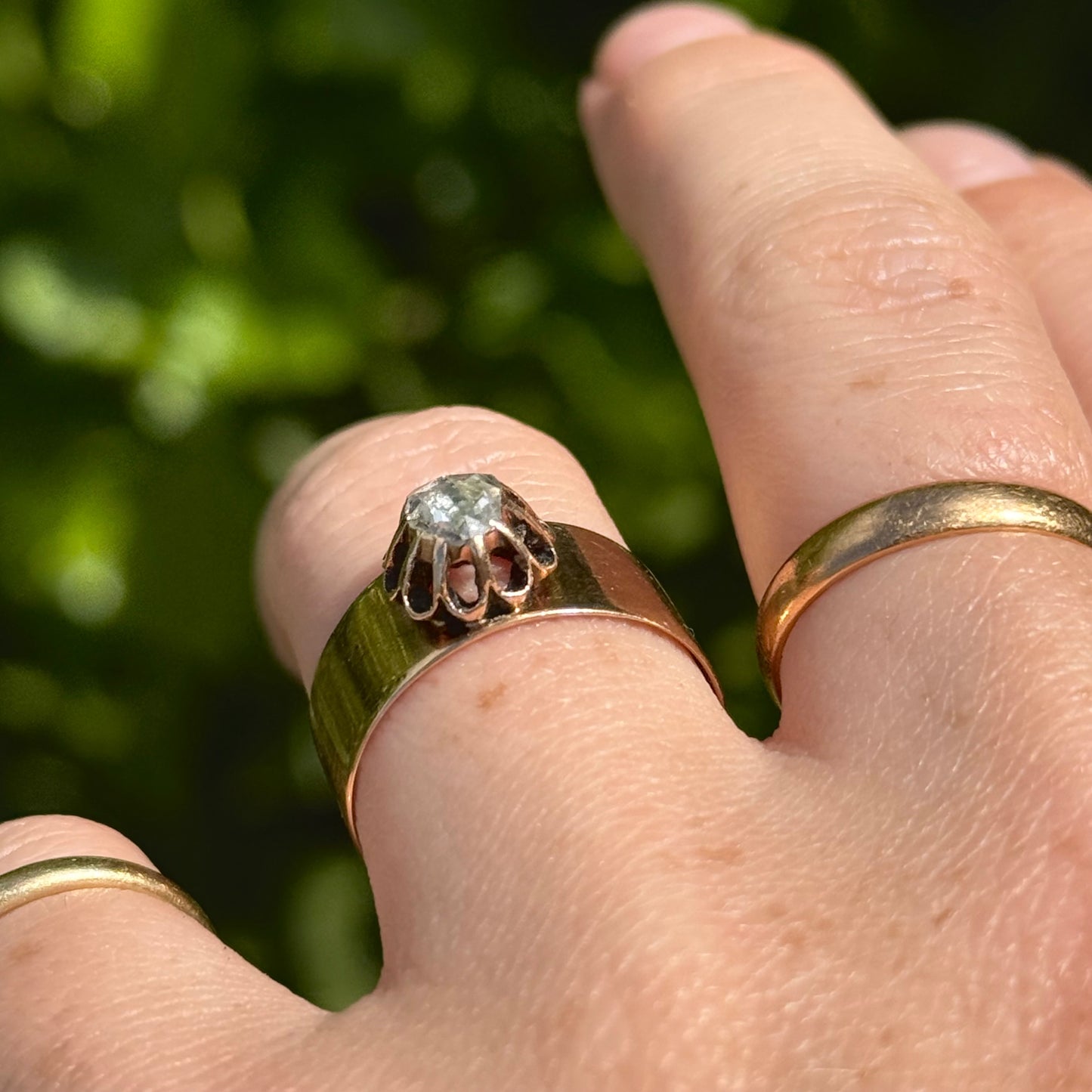 Antique Dutch Pear Rose Cut Diamond Ring in 14 Carat gold