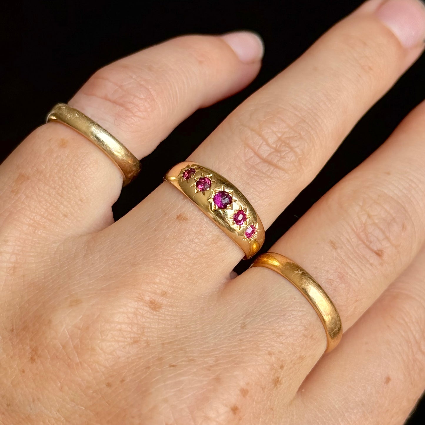 Antique Victorian Ruby Ring in 18 Carat Gold; Circa 1889