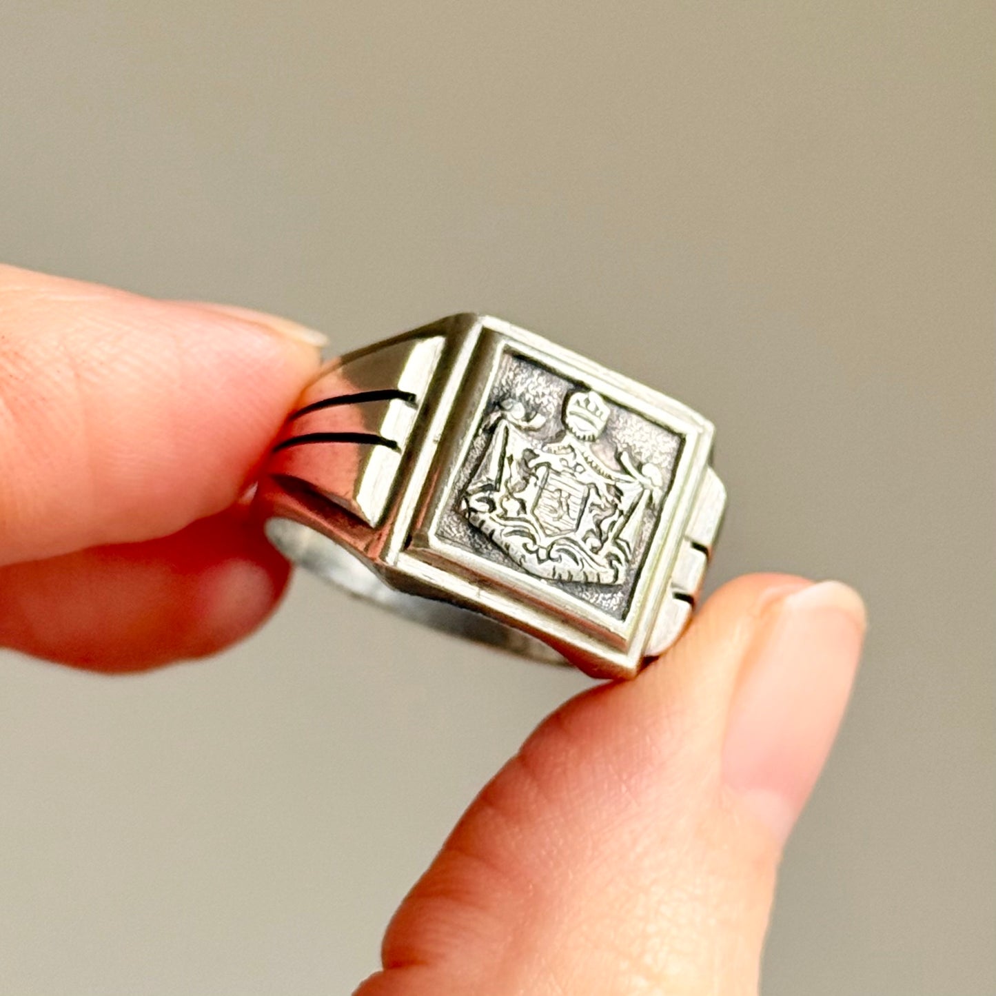 Antique Victorian Silver Heraldic Signet Ring