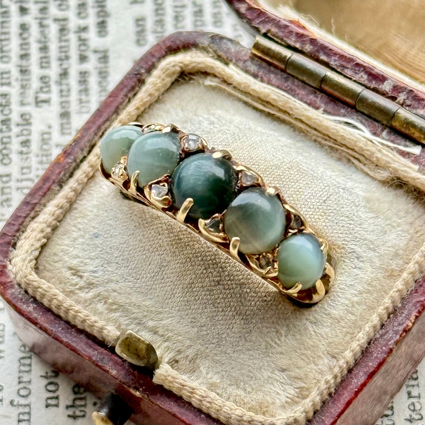 Victorian Chrysoberyl & Diamond  Ring in 18 Carat Gold; Circa 1890