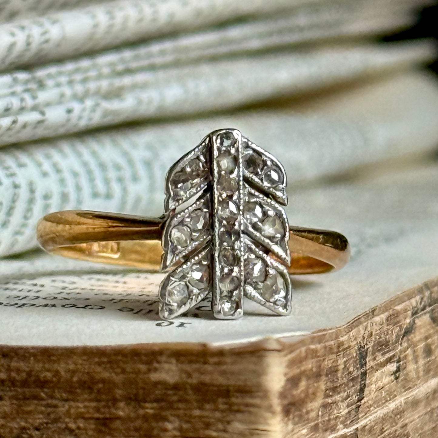 Antique Victorian Diamond Arrow Ring in 18 Carat Gold; Circa 1890