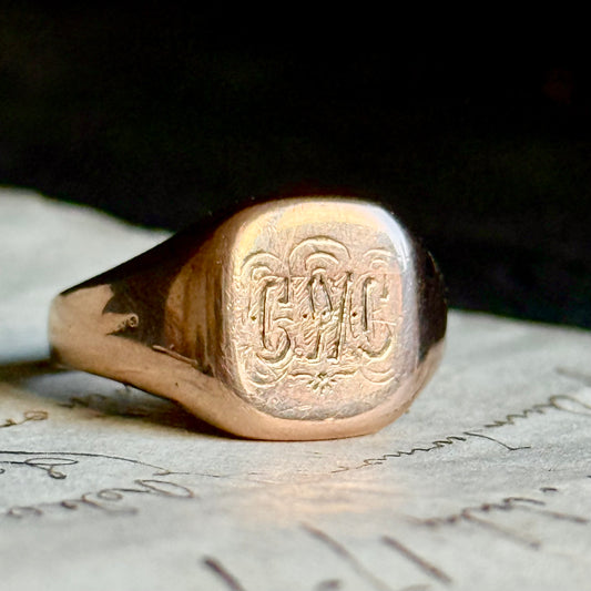 Antique 'CWC' Signet Ring in 9 Carat Gold; Circa 1919