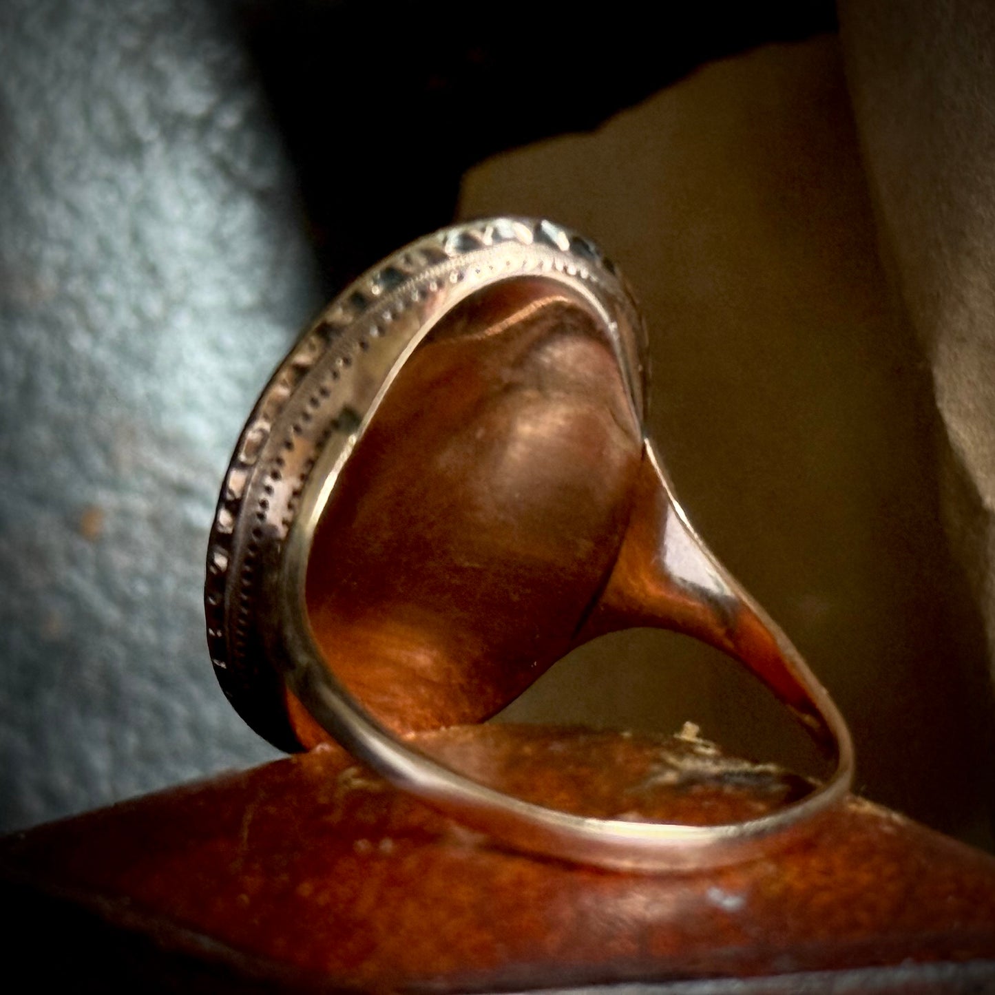 Georgian Enamel Mourning Ring in 9 Carat Gold; Circa 1781