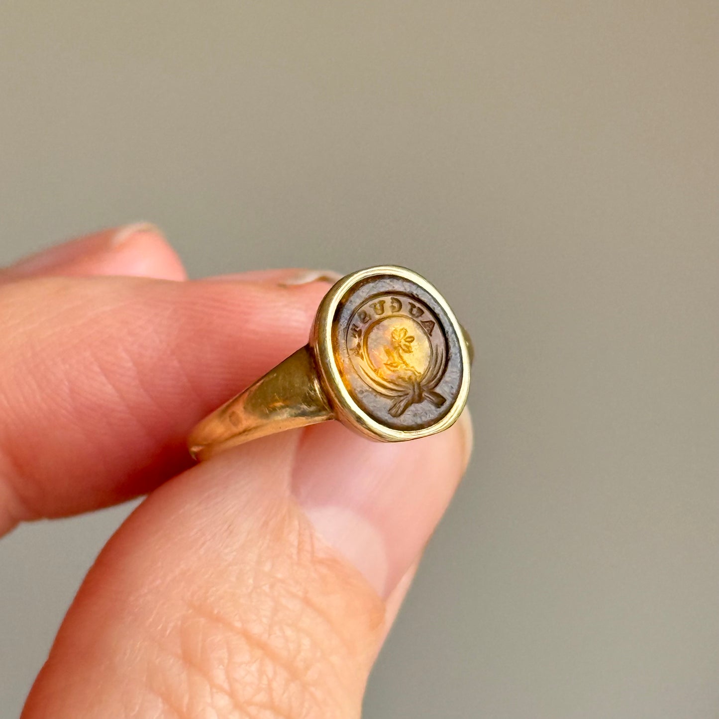 Antique 'Augusta' Citrine Intaglio Signet Ring