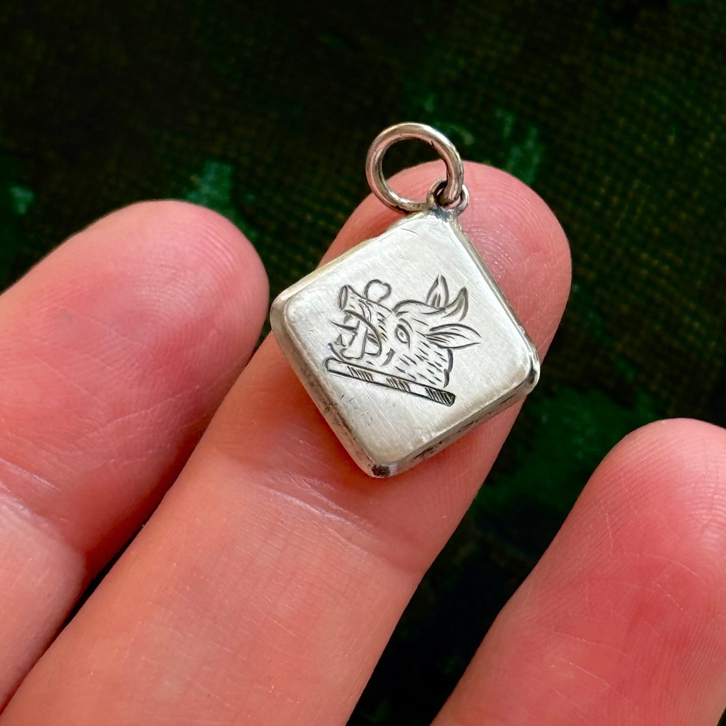 Antique Scottish Silver Heraldic Boar Pendant in Silver