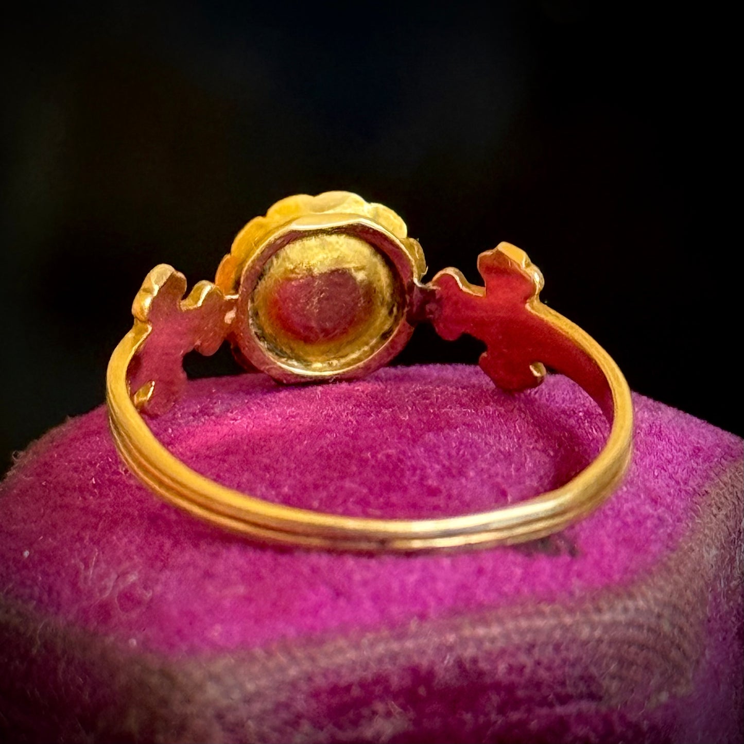 Antique Victorian Pearl & Enamel Ring; Circa 1850