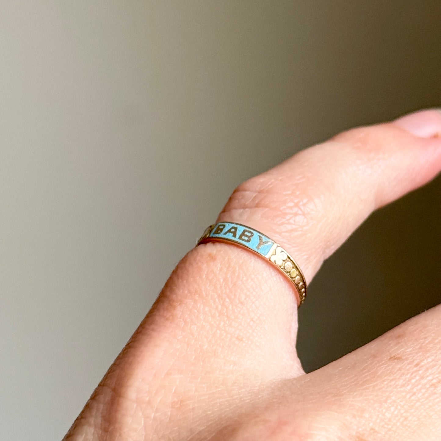 Antique Victorian Enamel 'Baby' Ring in 10 Carat gold