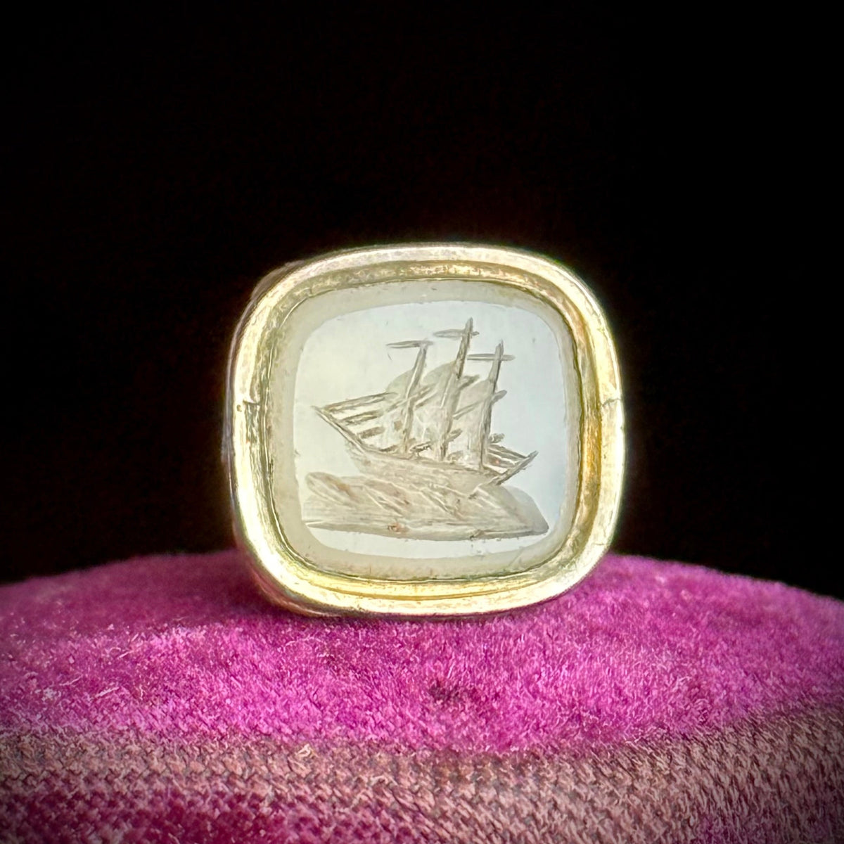 Georgian Ship Intaglio Fob Pendant; Circa 1830