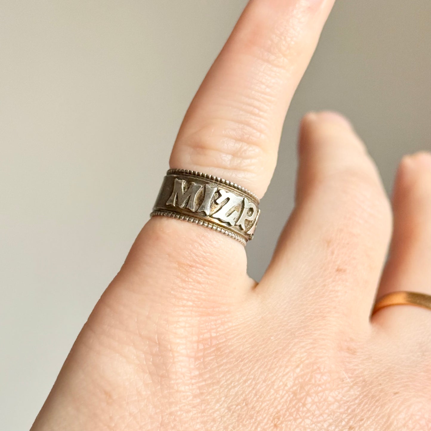 Victorian Sterling Silver 'Mizpah' Ring; Circa 1892