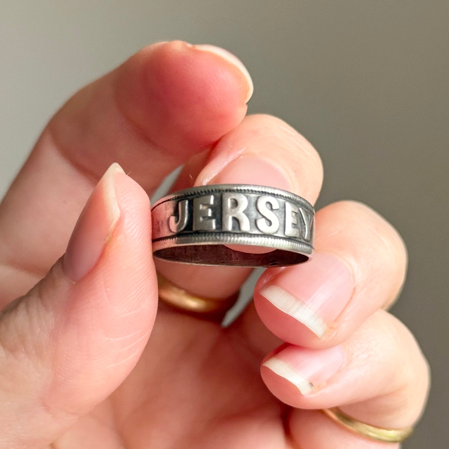 Victorian ‘JERSEY' Ring in Sterling Silver; Circa 1886