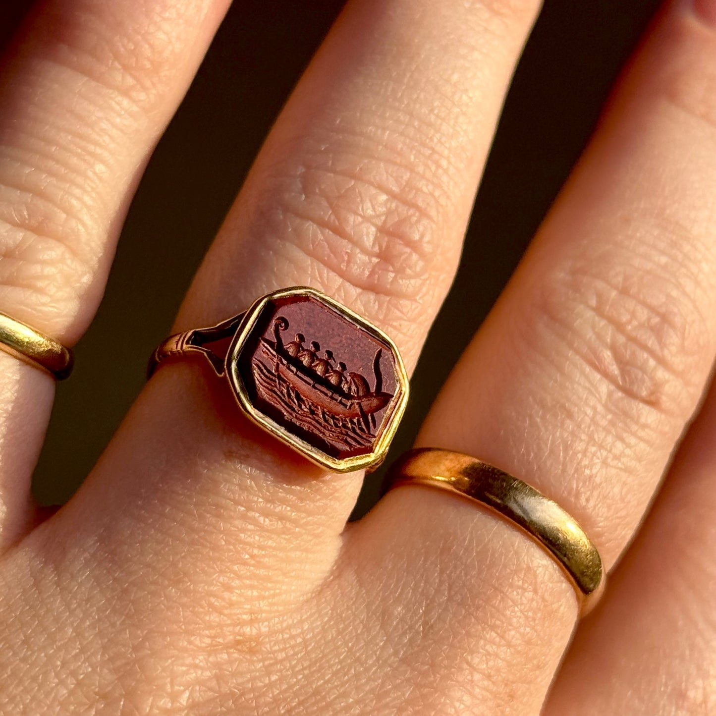 Sublime Jasper Intaglio Ring in 14 Carat Gold