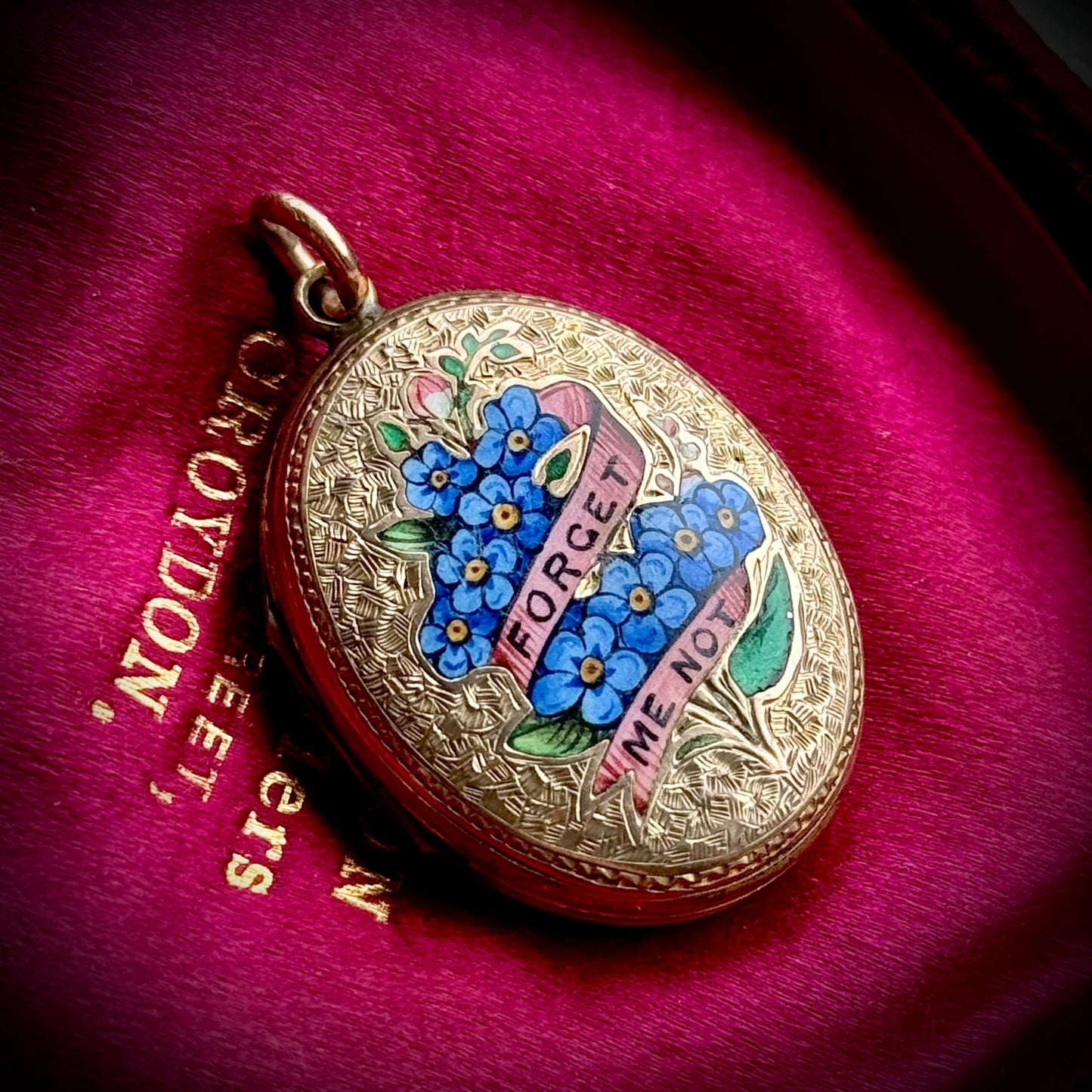 Victorian Enamel “Forget Me Not” Sentimental Locket; Circa 1890