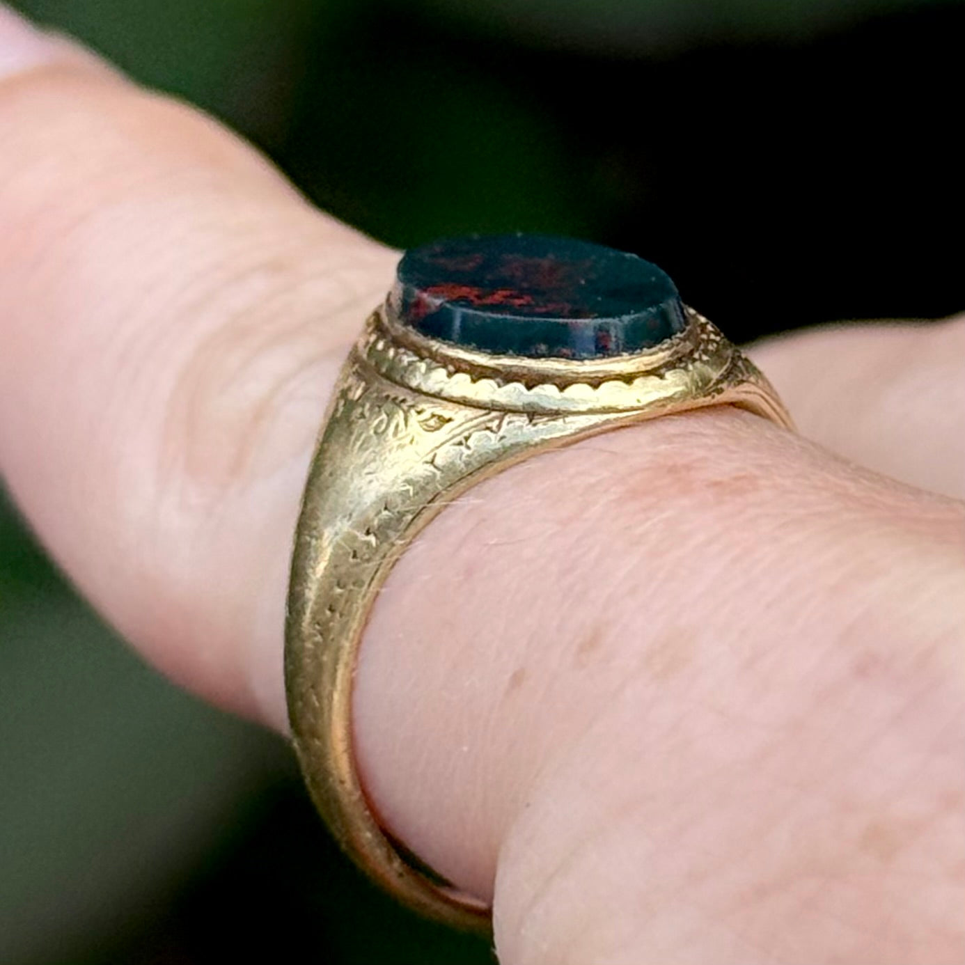 Antique Clogau Gold Bloodstone Signet Ring with Provenance to J. Chatwin