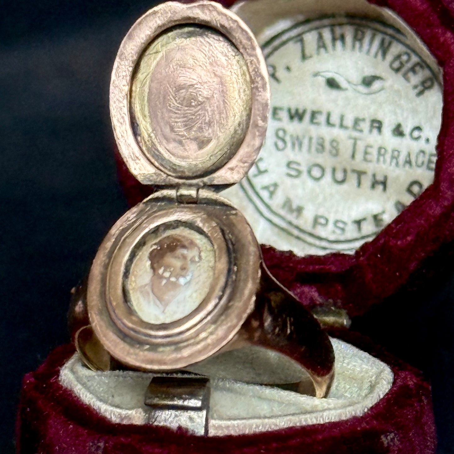 Antique Locket Signet Ring in 9 Carat Rose Gold; Circa 1914