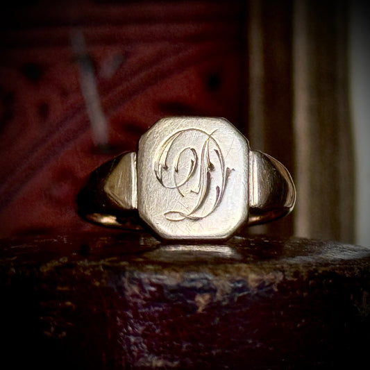 Antique Victorian Initial 'D' Signet Ring