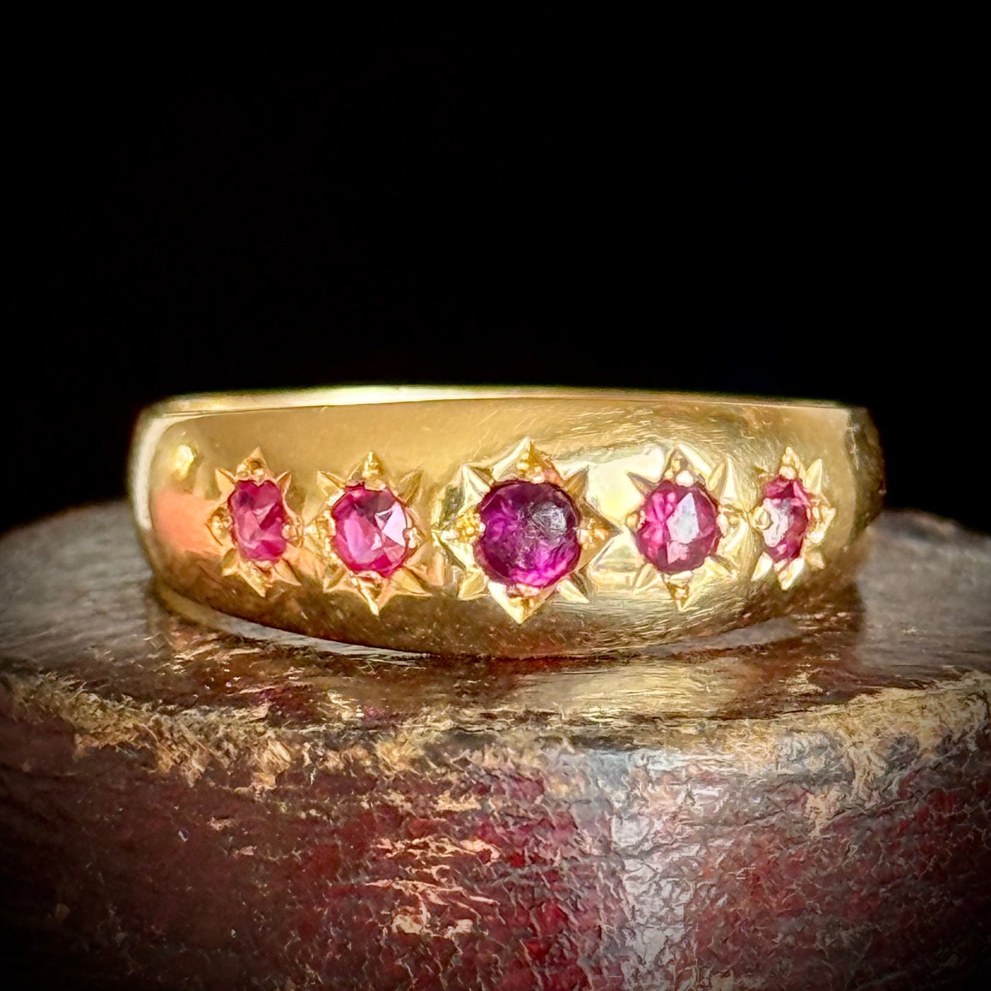 Antique Victorian Ruby Ring in 18 Carat Gold; Circa 1889