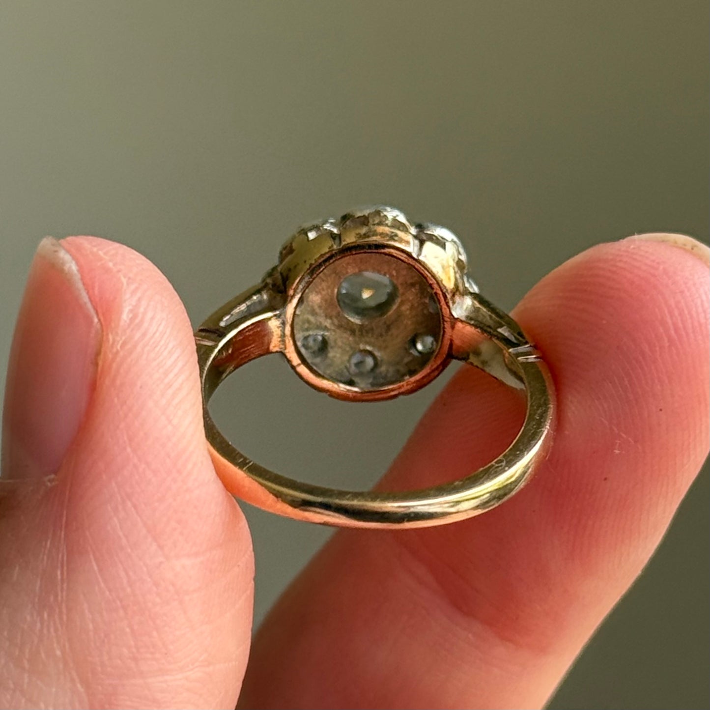 Antique Rose Cut Diamond Cluster Ring in 9 Carat Gold