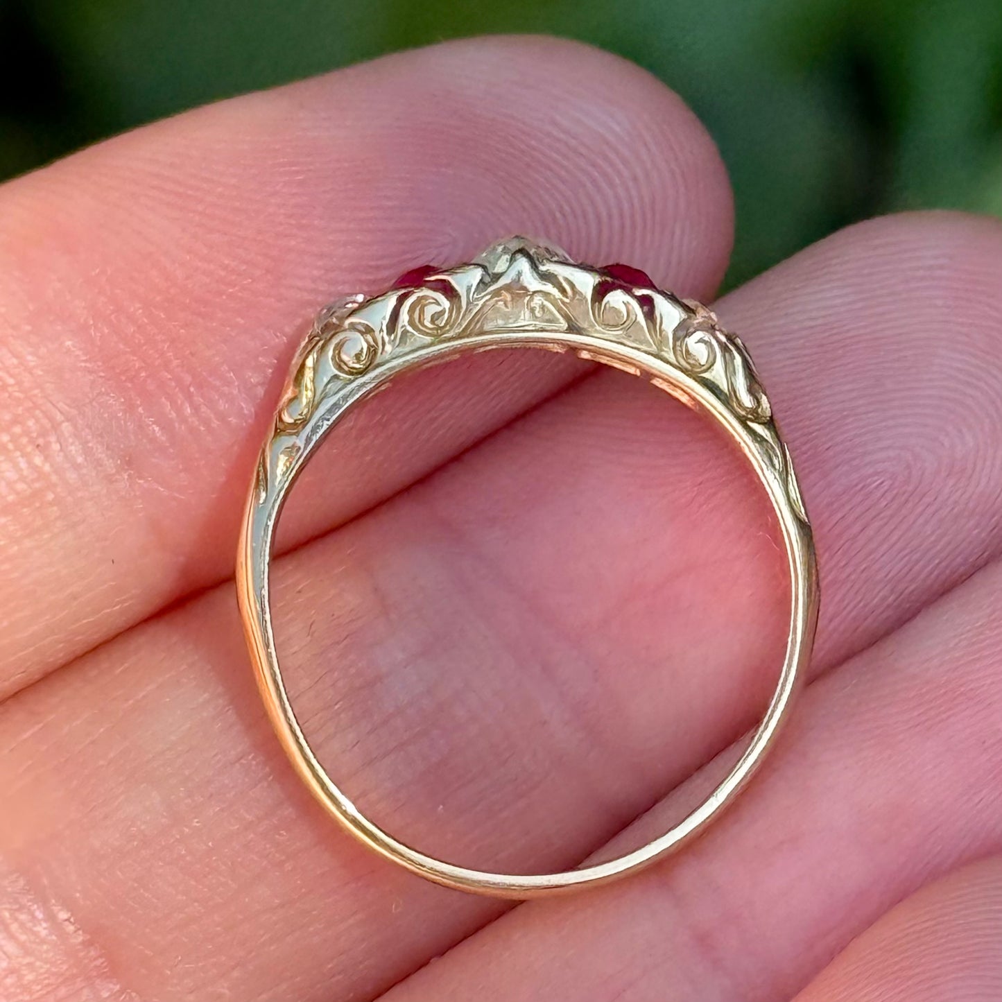 Antique Edwardian Ruby & Diamond Ring; Circa 1900
