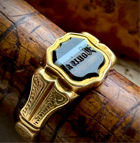 Antique Agate 'Louisa' Intaglio Ring in 18 Carat Gold; Circa 1900