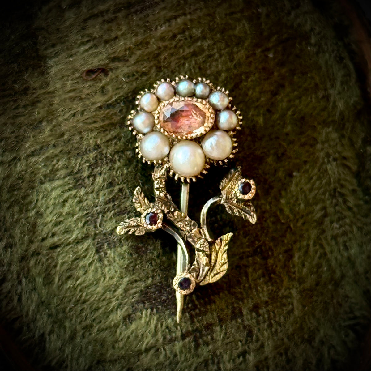 Georgian Topaz & Pearl Brooch in in 9 Carat Gold; Circa 1800