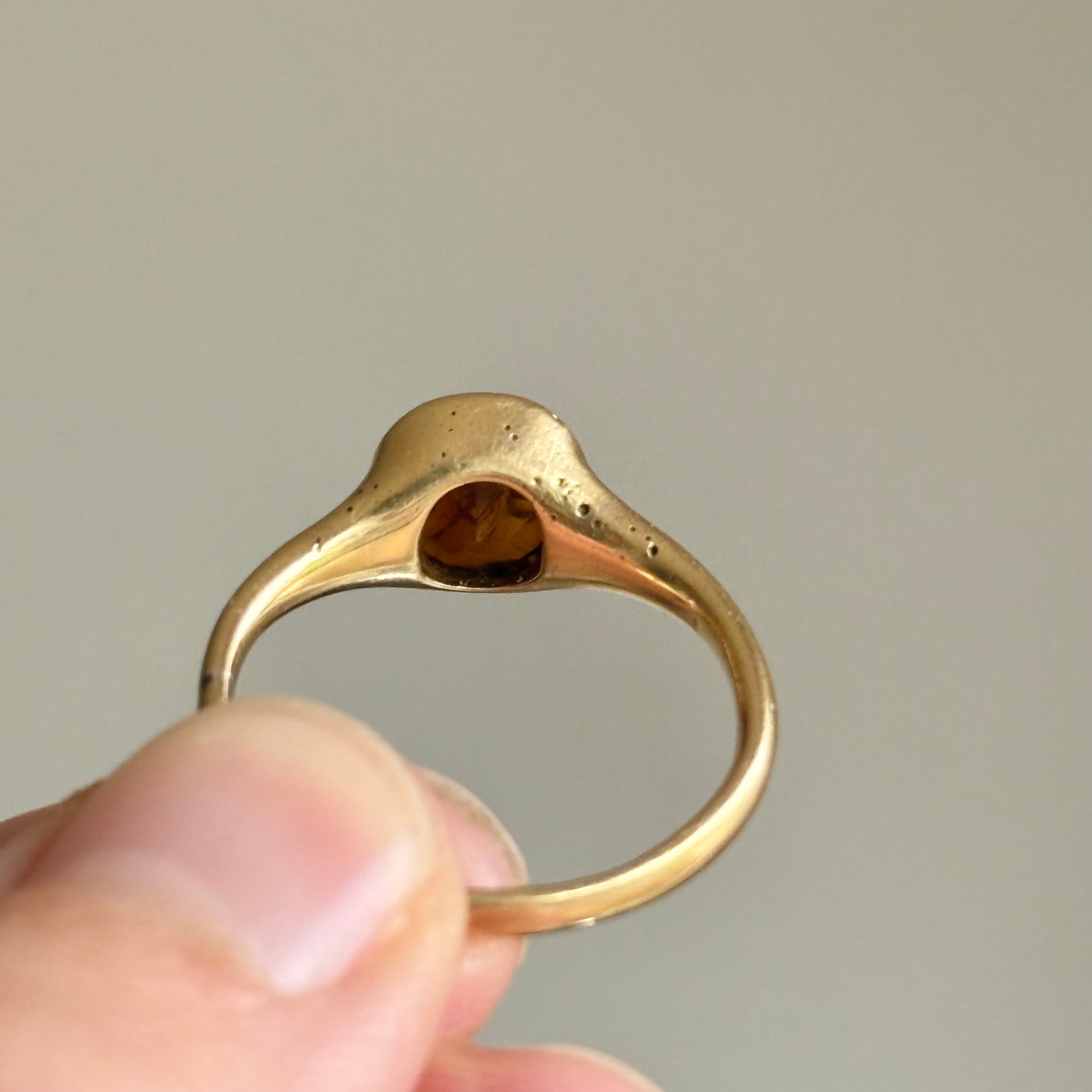 Edwardian 18 Carat Gold Intaglio Ring Depicting the Goddess Diana, Circa 910