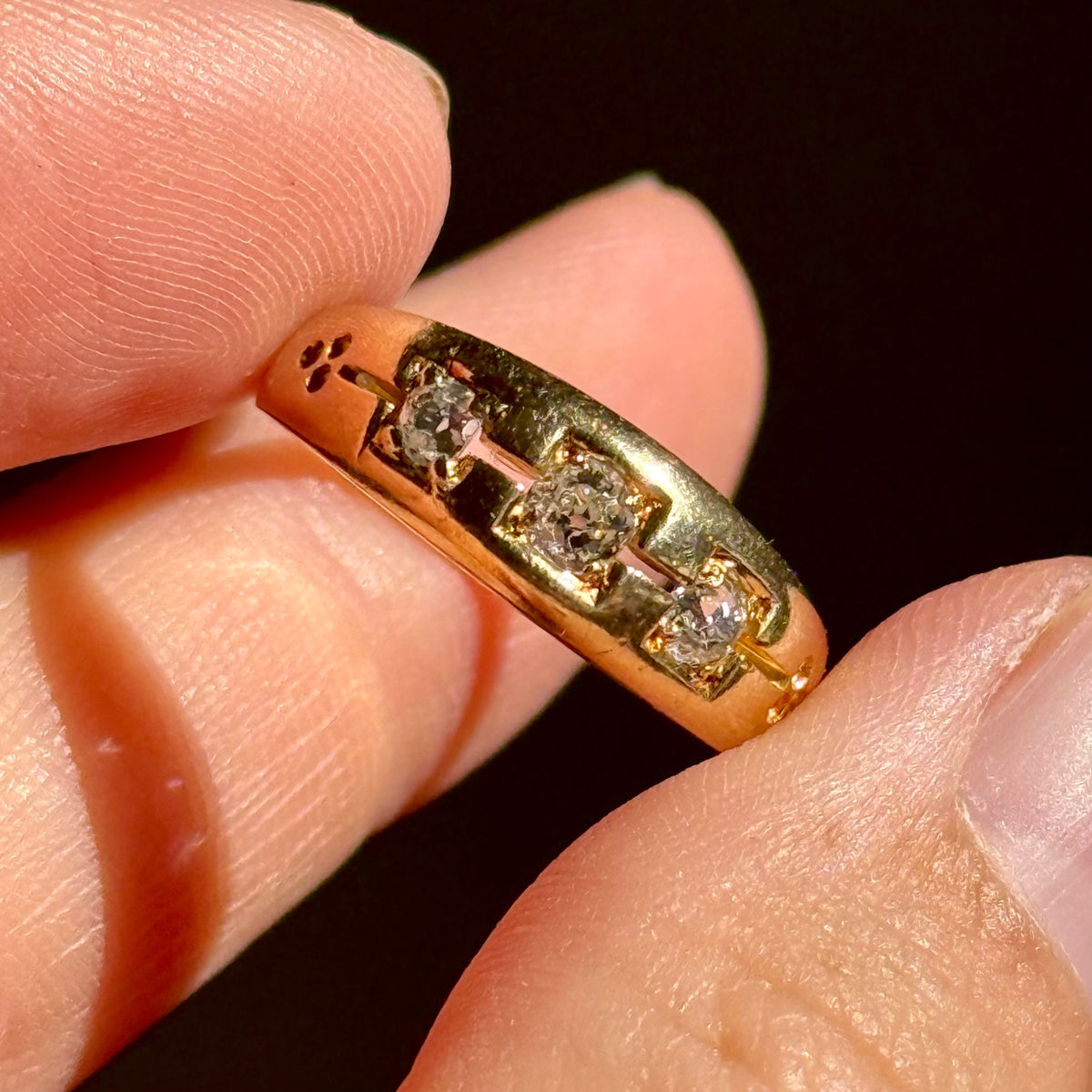 Antique Diamond Trilogy Ring in 18 Carat Gold circa 1883