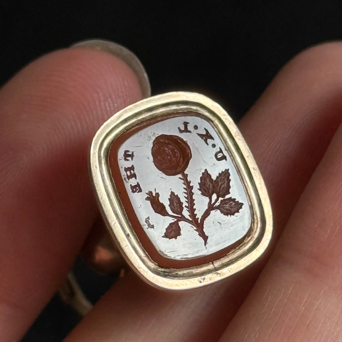 Victorian Carnelian Rose Fob Pendant; Circa 1860