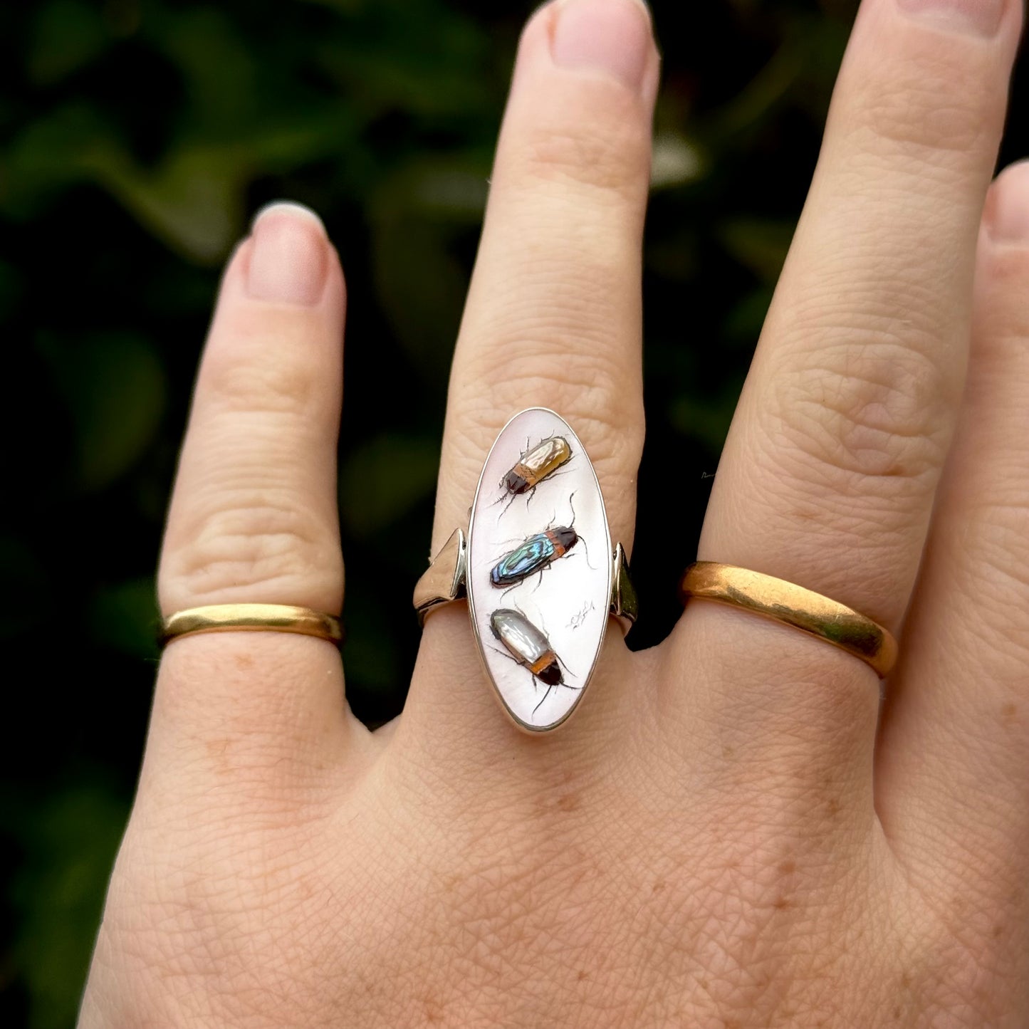 Vintage Shibayama Ring in Sterling Silver