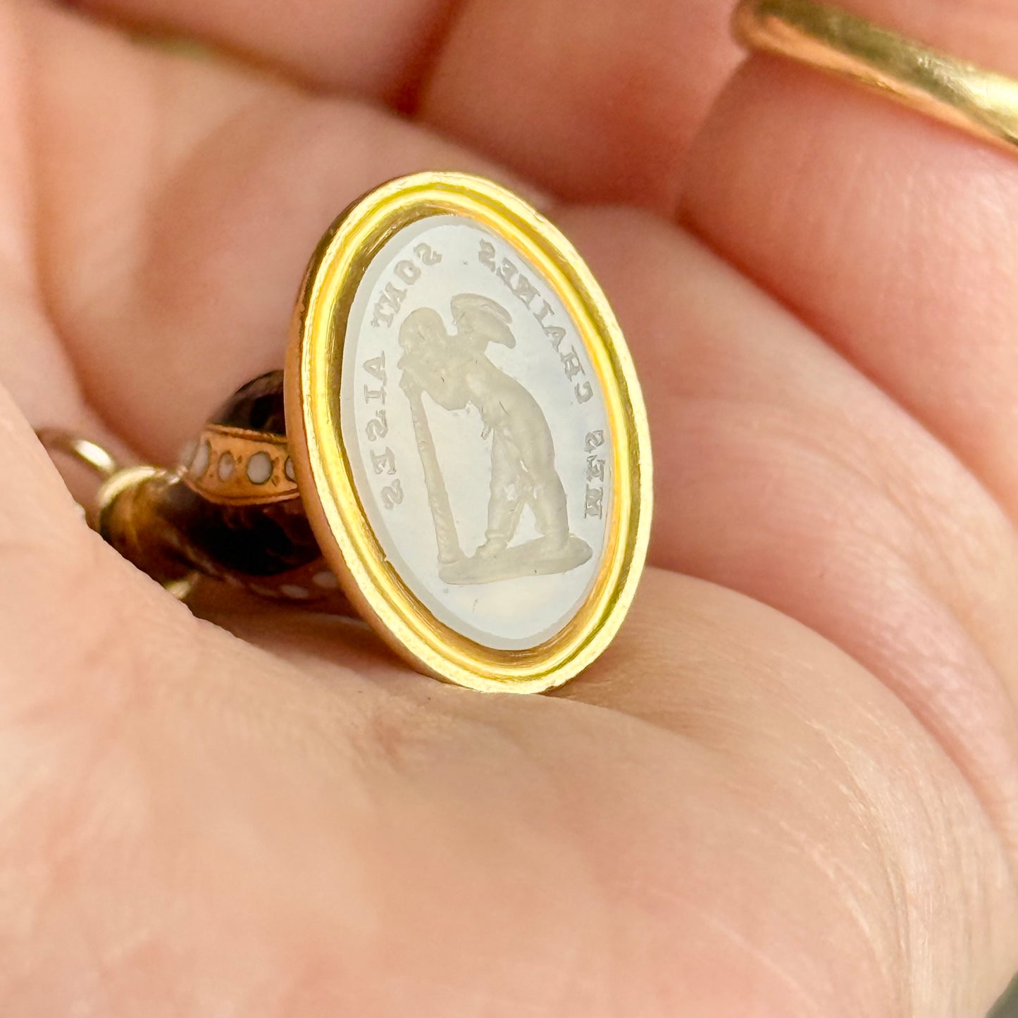 Antique Cherub Sentimental Intaglio Pendant