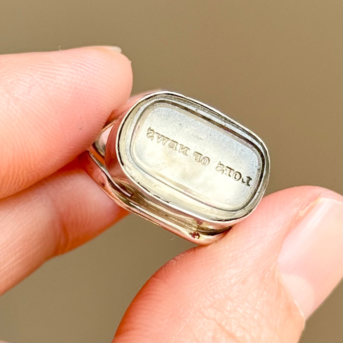 Antique 'Lots of News' Intaglio Ring in Silver