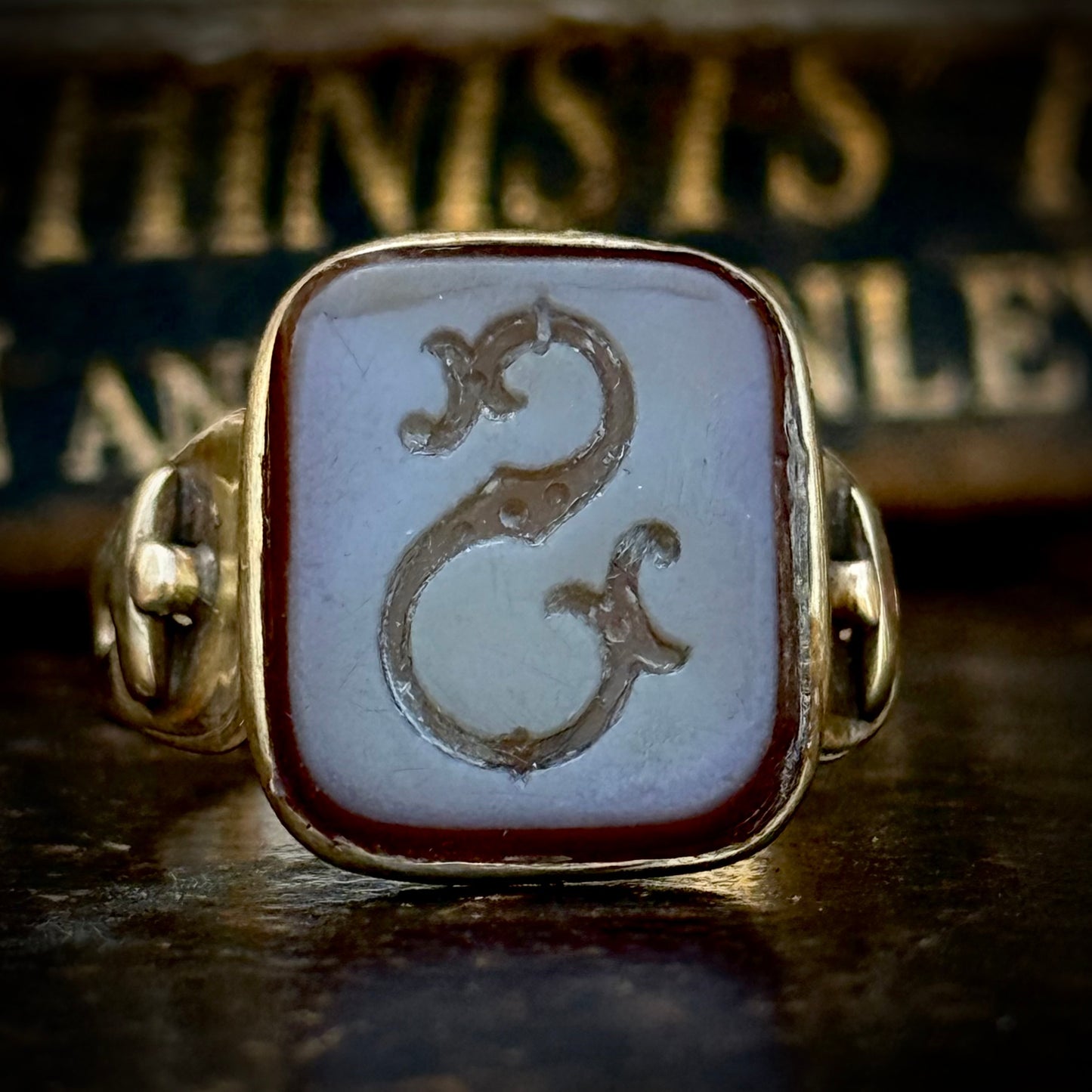 Antique Sardonyx 'S' Signet Ring; Circa 1890