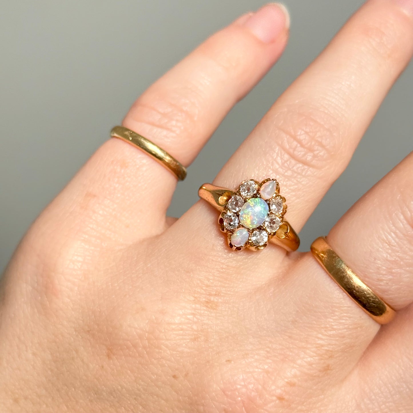 Edwardian Opal and Diamond Ring in 18 Carat Gold; Circa 1900