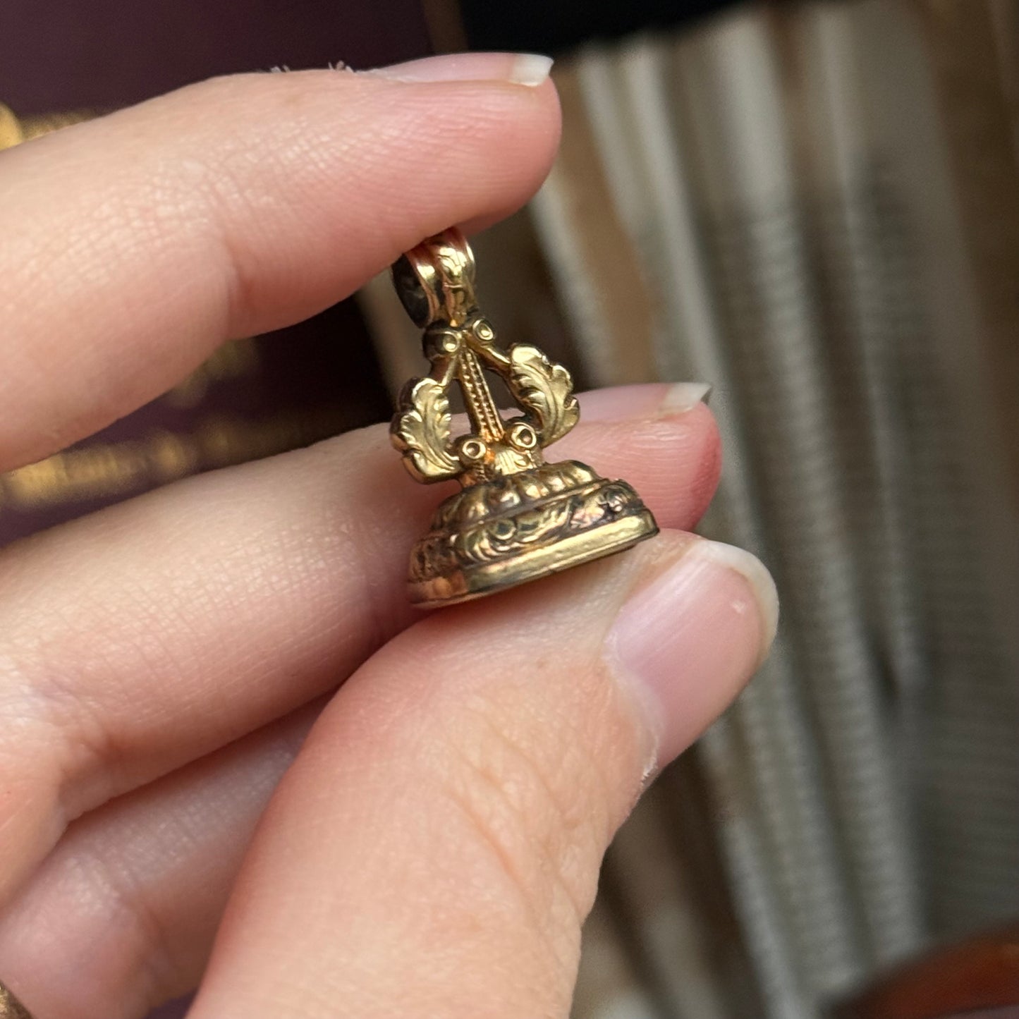 Victorian 'Love' & Rose Intaglio Fob Pendant; Circa 1860