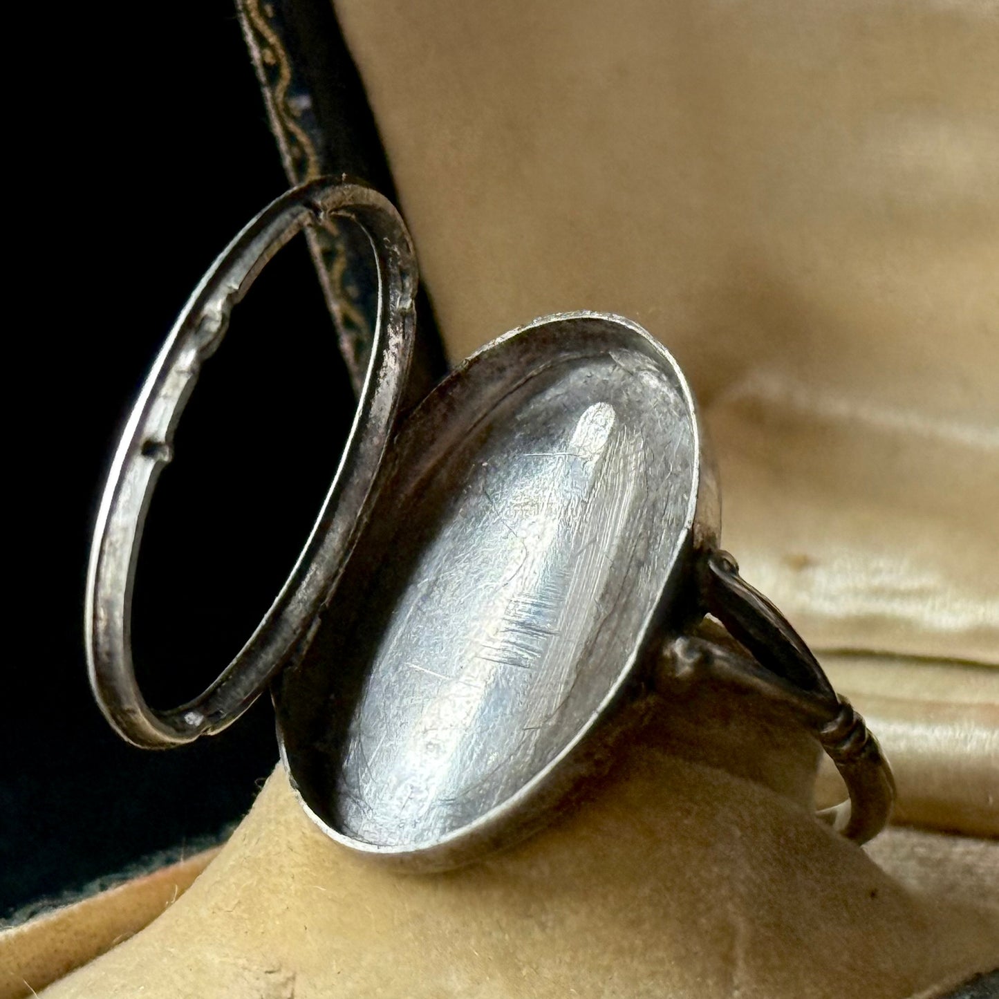 Unusual 1930's Sterling Silver Locket Ring