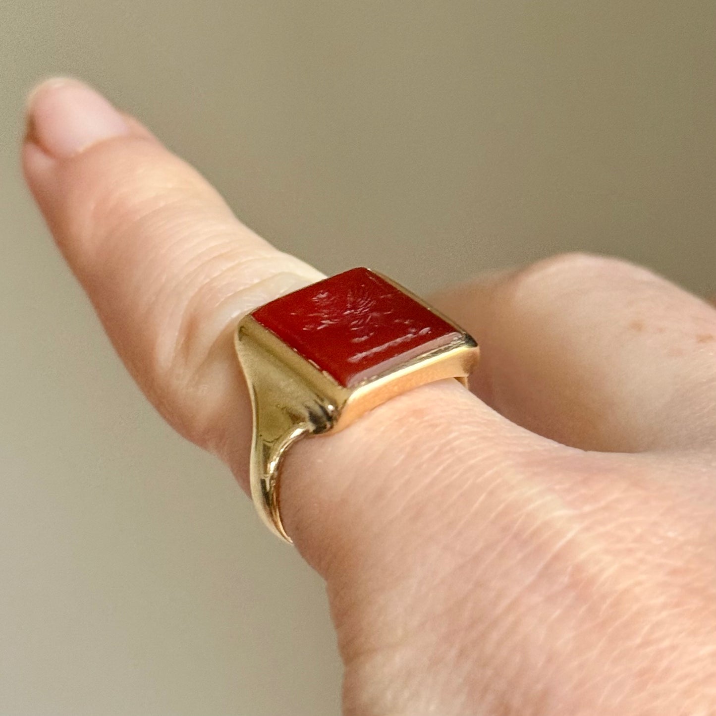Antique Victorian Griffin Intaglio Signet Ring in 15 Carat Gold