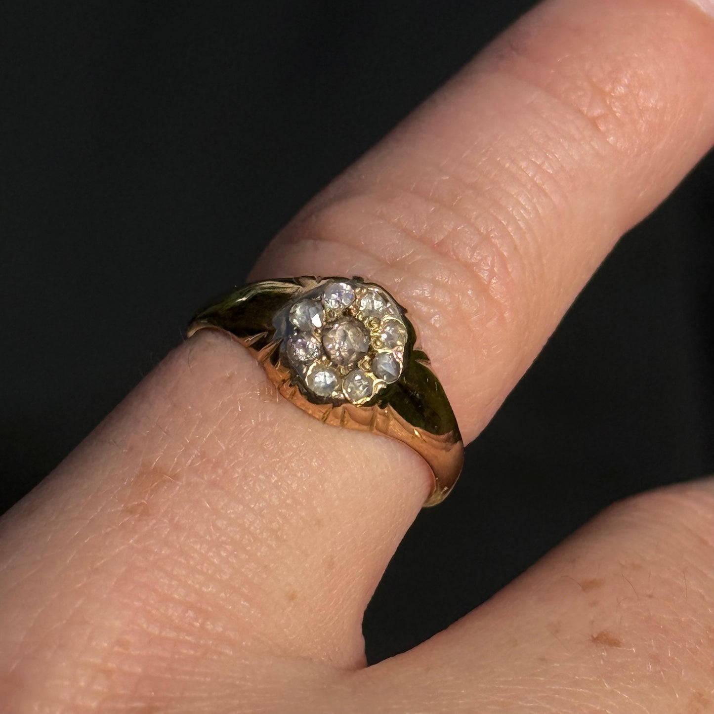 Antique Victorian Diamond Cluster Ring; Circa 1880