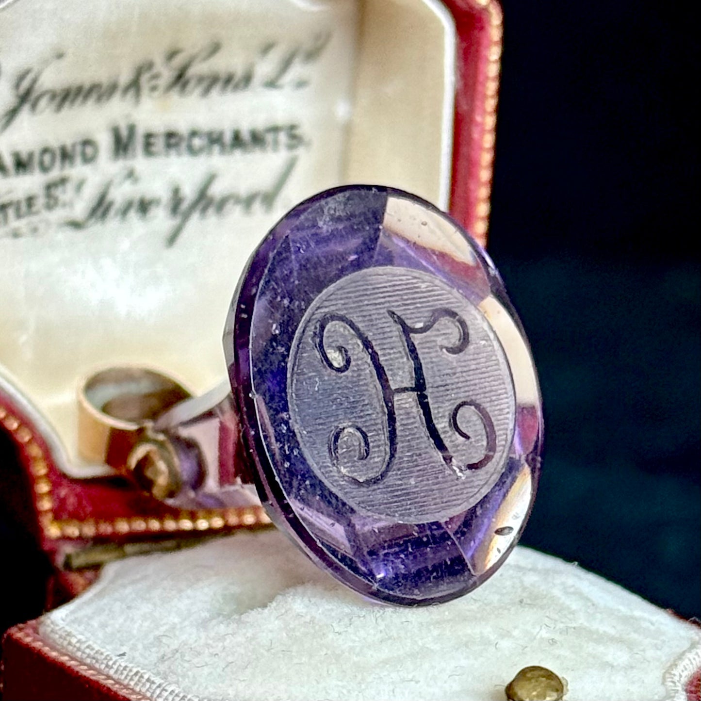 Antique Georgian Glass Paste Intaglio 'H' Fob Pendant