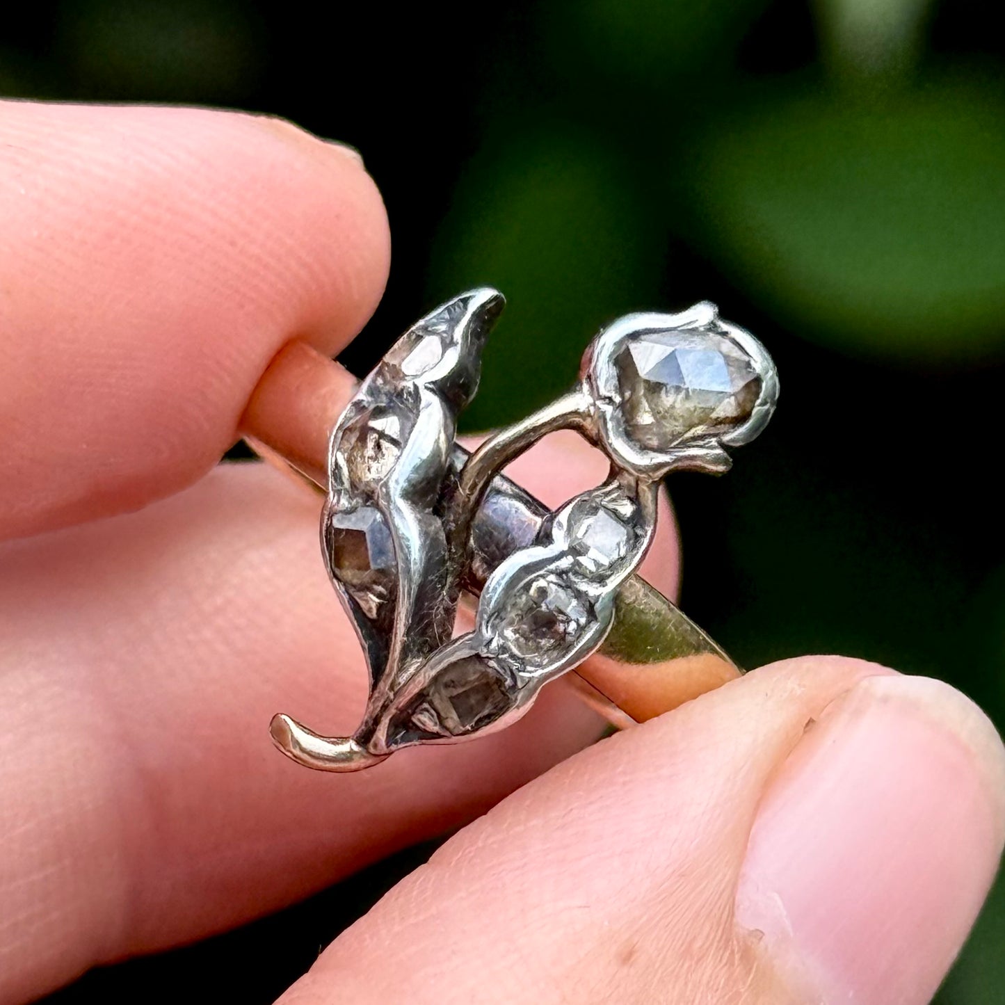 Unique Georgian Diamond Tulip Ring in 18 Carat Gold