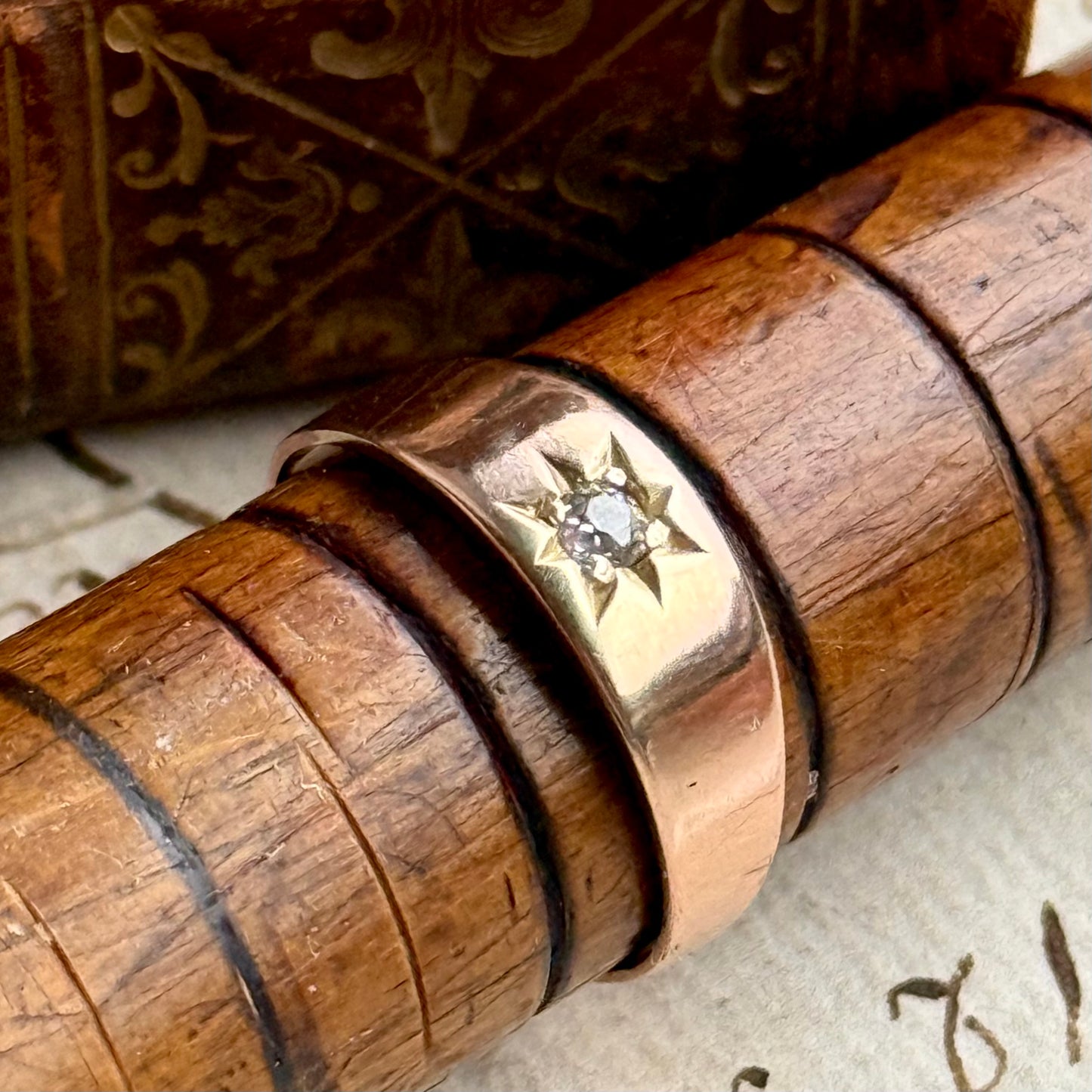 Antique Victorian Diamond Starburst Ring in 9 Carat Gold; Circa 1895