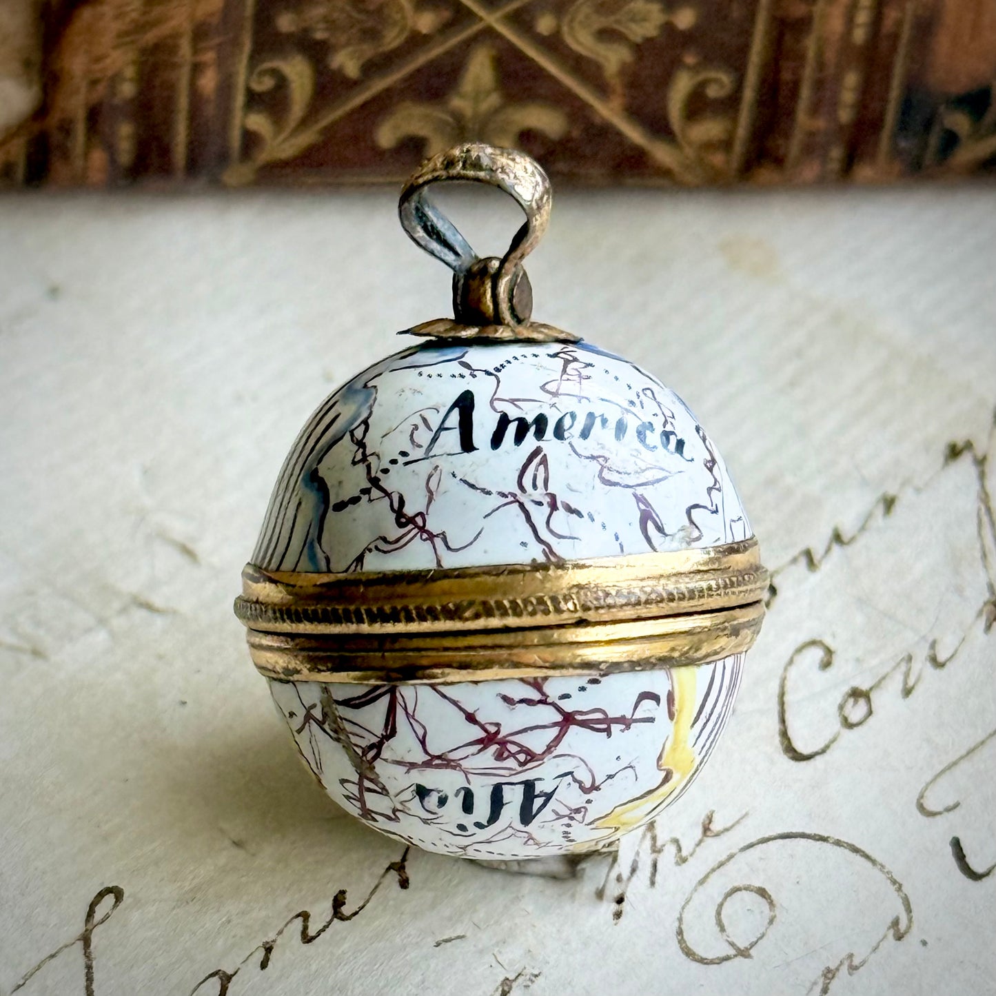 Antique Victorian Enamel Globe Locket