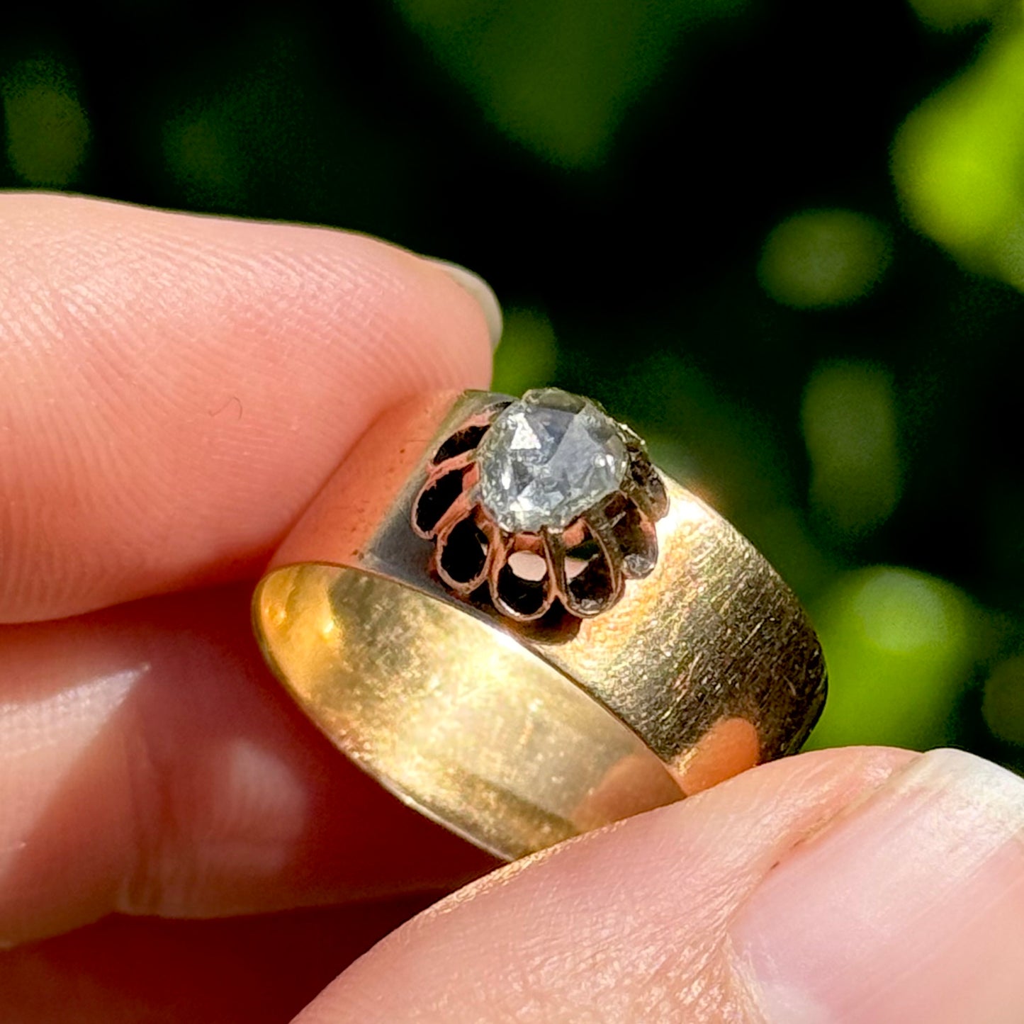 Antique Dutch Pear Rose Cut Diamond Ring in 14 Carat gold