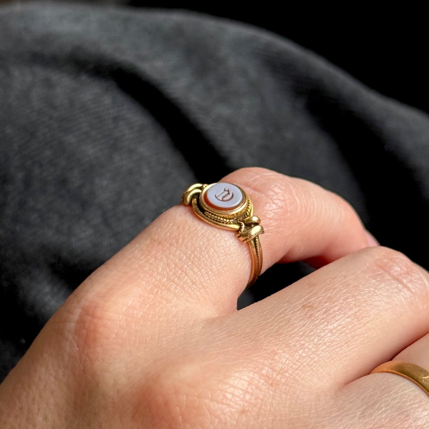 Antique Victorian 'C' Signet Ring in 9 Carat Gold; Circa 1880