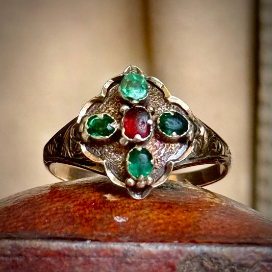 Early Victorian Paste Cluster in 9 Carat Rose Gold; Circa 1850