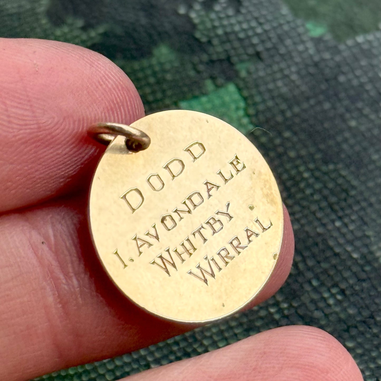 Vintage Wirral Address Pendant Token in 9 Carat Gold ; Circa 1964