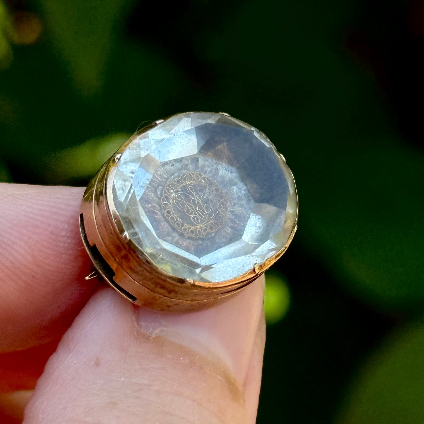 Antique Stuart Rock Crystal Brooch with Woven Gold Cypher