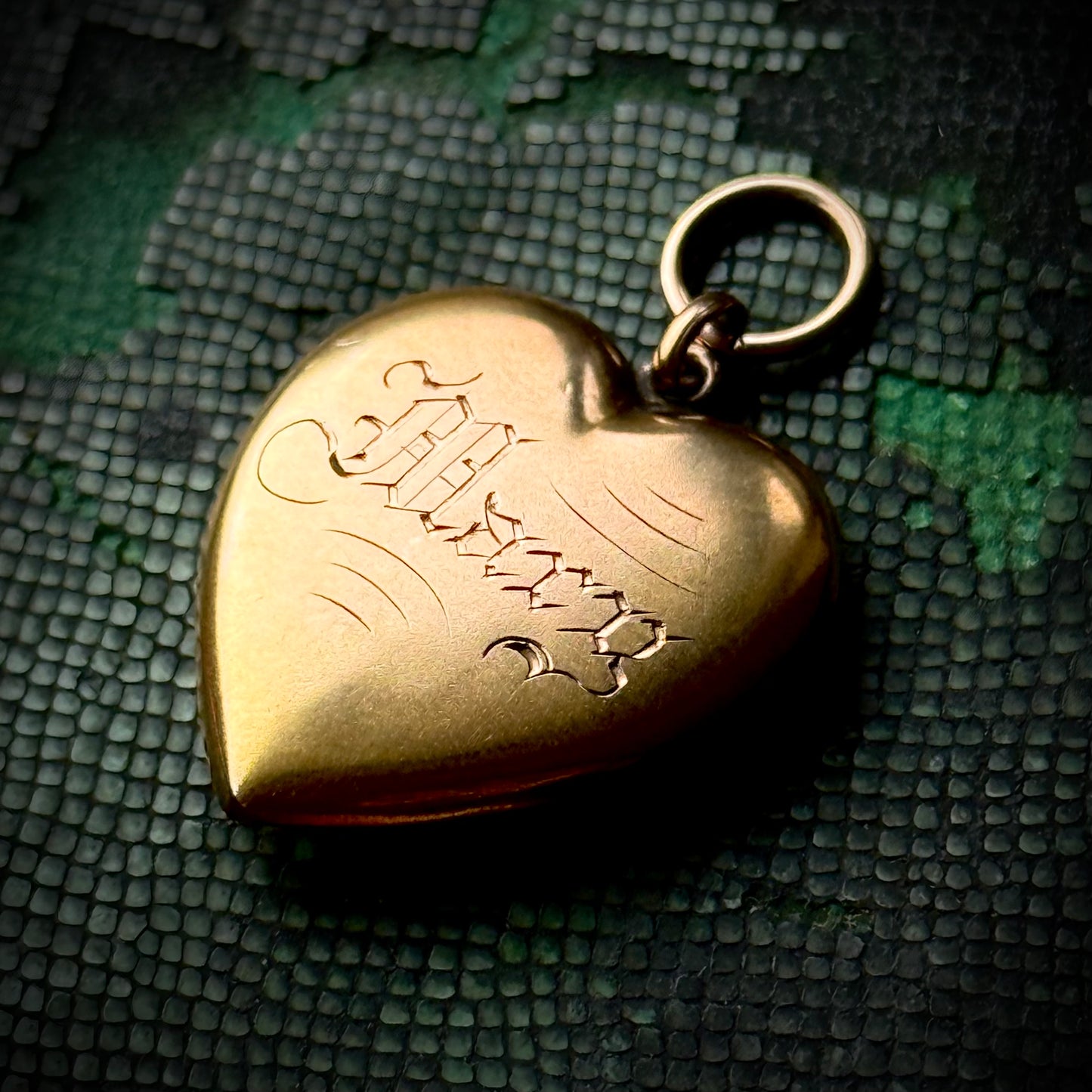 Antique 'Mary' 10 Carat Gold Heart Pendant; Circa 1880
