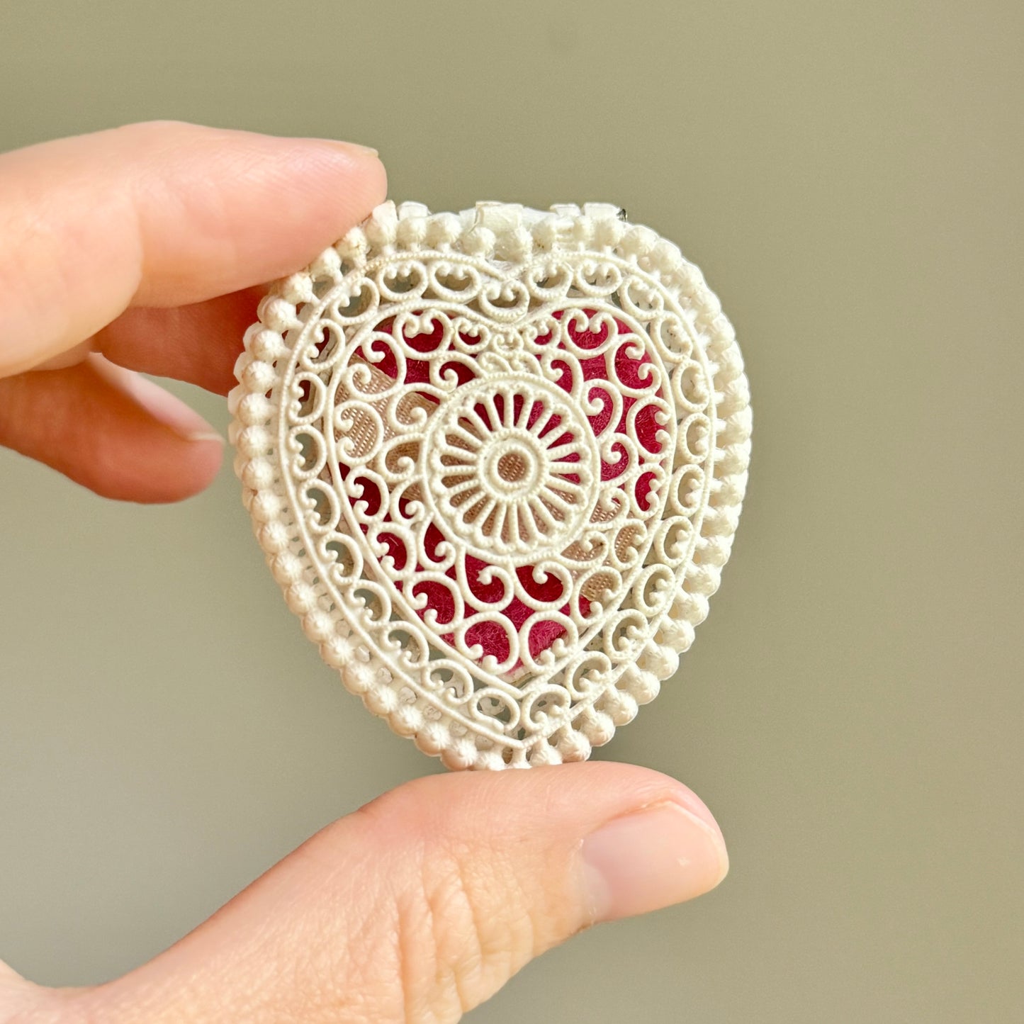 Vintage Early Plastic Filigree Ring Box
