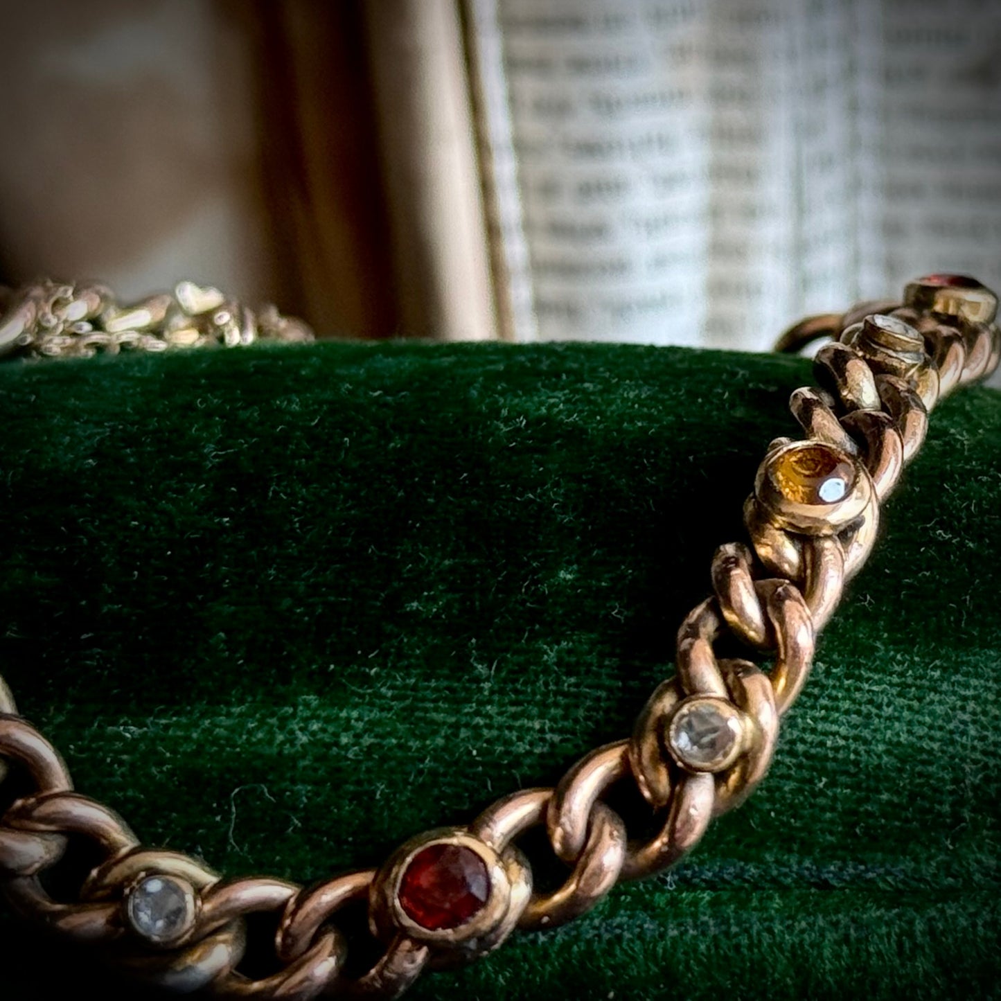 Antique Diamond, Garnet & Citrine Bracelet in 9 Carat Gold