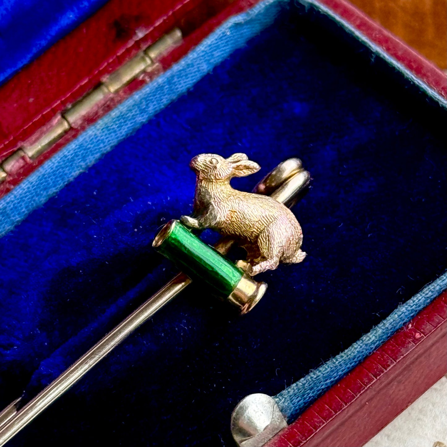 Antique Victorian Hare & Cartridge Brooch in 9 Carat Gold; Circa 1880